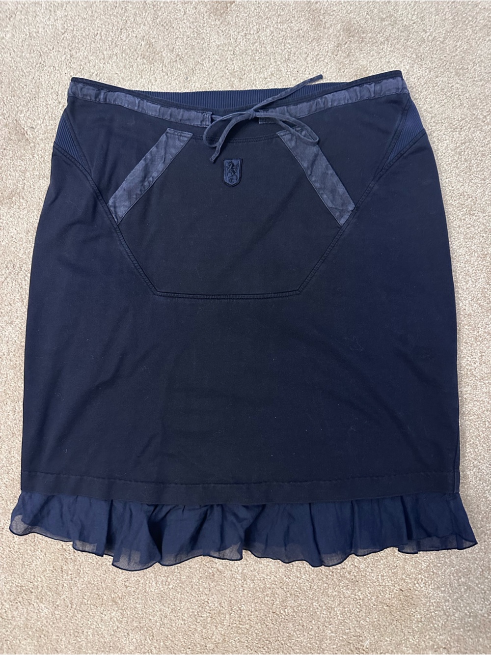 European Culture Royal Dye Navy Cotton Above-the-Knee Skirt | Made in Italy